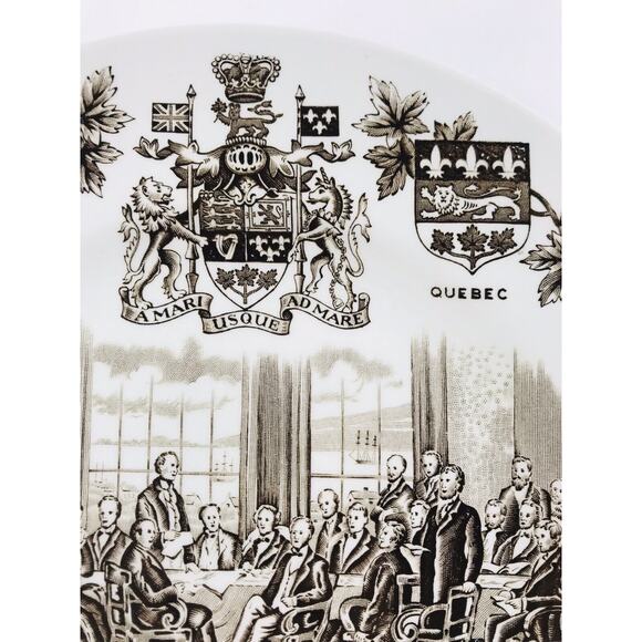 Wood & Sons Ironstone Fathers Confederation Canada Flow Brown Centennial Plate - Picture 3 of 10